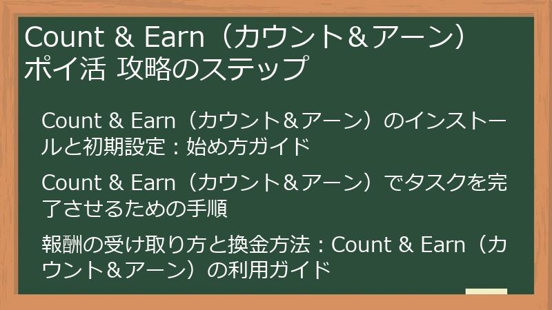Count & Earn（カウント＆アーン） ポイ活 攻略のステップ
