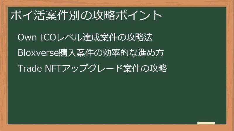 ポイ活案件別の攻略ポイント
