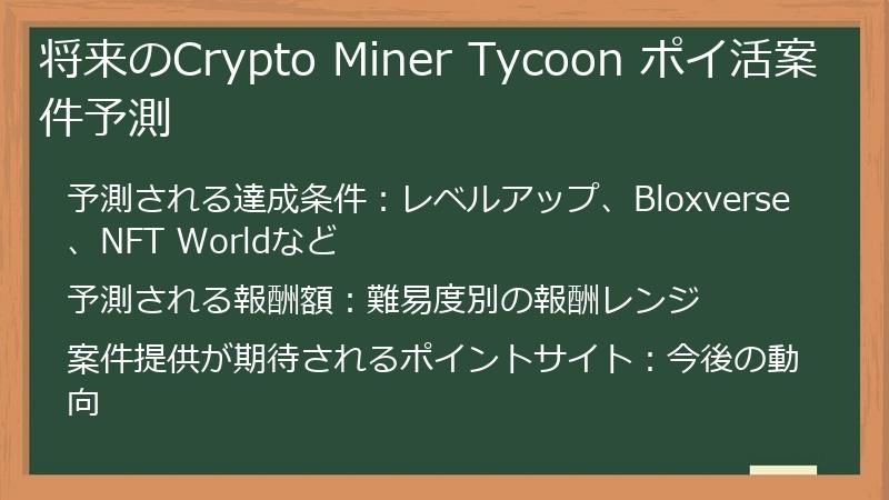 将来のCrypto Miner Tycoon ポイ活案件予測