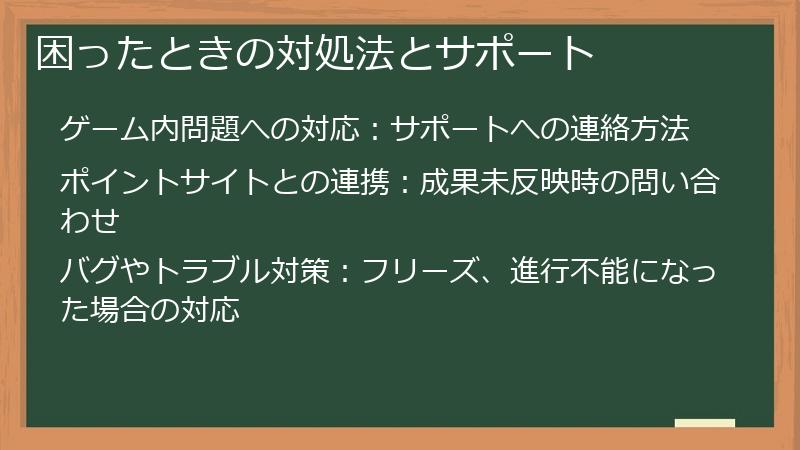 困ったときの対処法とサポート