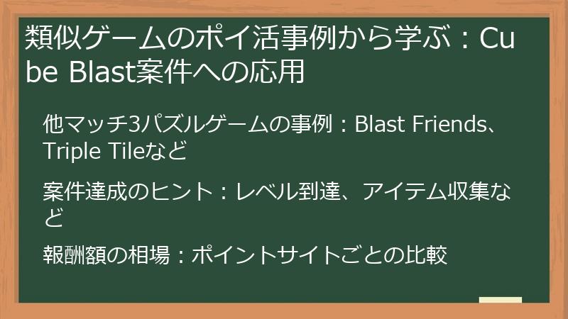 類似ゲームのポイ活事例から学ぶ：Cube Blast案件への応用