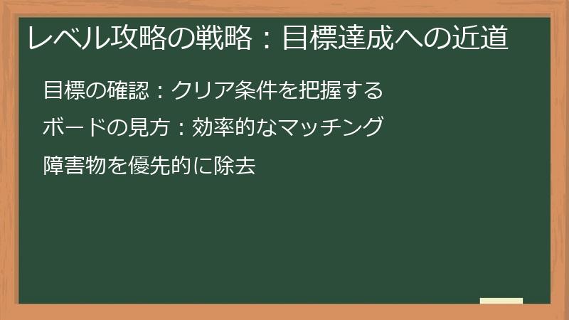 レベル攻略の戦略：目標達成への近道