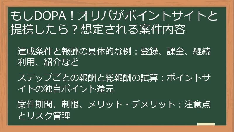 もしDOPA！オリパがポイントサイトと提携したら？想定される案件内容