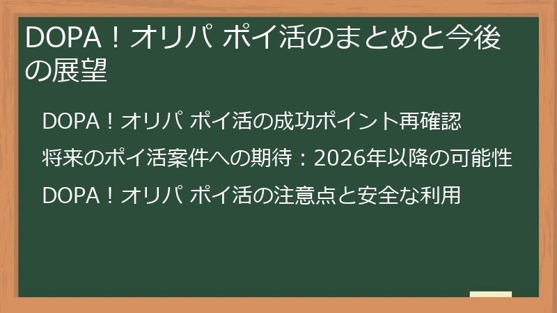 DOPA！オリパ ポイ活のまとめと今後の展望