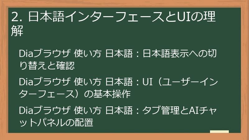 2. 日本語インターフェースとUIの理解