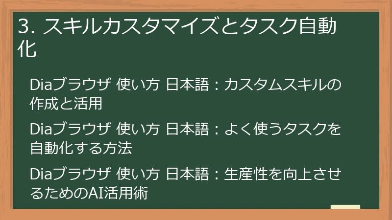 3. スキルカスタマイズとタスク自動化