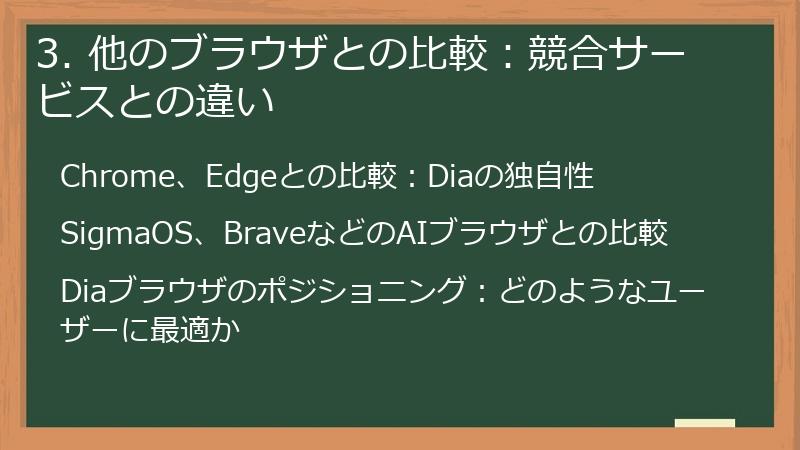 3. 他のブラウザとの比較:競合サービスとの違い
