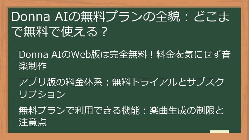 Donna AIの無料プランの全貌：どこまで無料で使える？