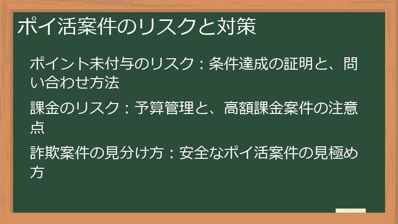 ポイ活案件のリスクと対策