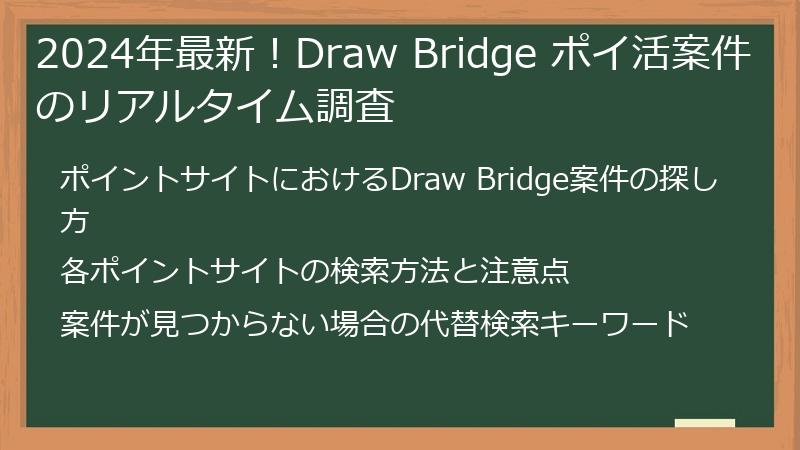 2024年最新！Draw Bridge ポイ活案件のリアルタイム調査