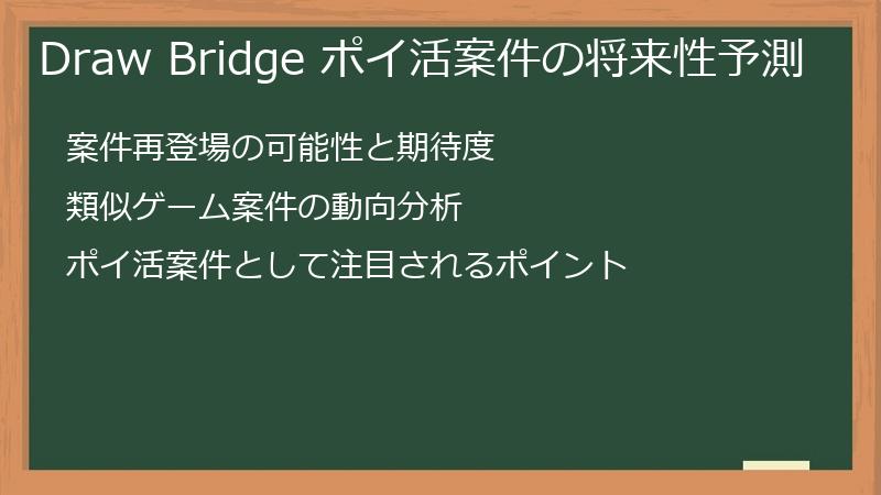 Draw Bridge ポイ活案件の将来性予測