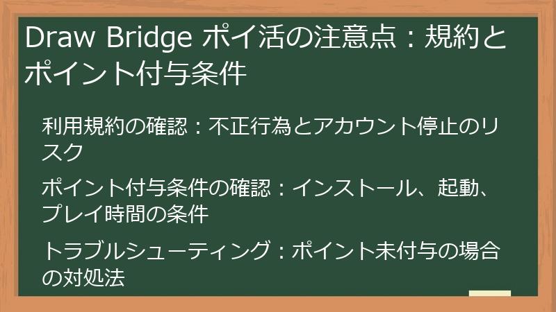 Draw Bridge ポイ活の注意点：規約とポイント付与条件