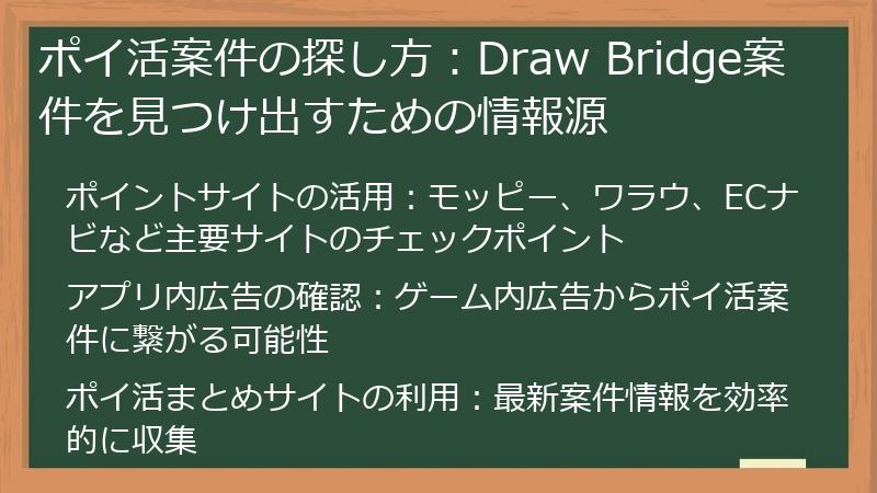 ポイ活案件の探し方：Draw Bridge案件を見つけ出すための情報源
