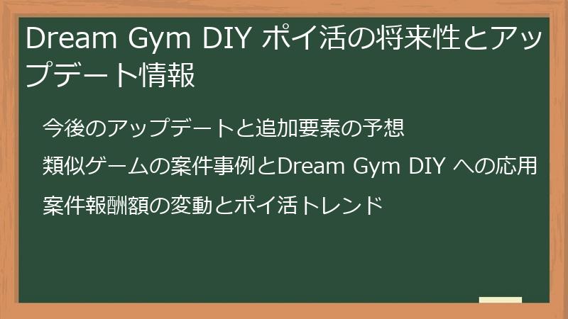 Dream Gym DIY ポイ活の将来性とアップデート情報
