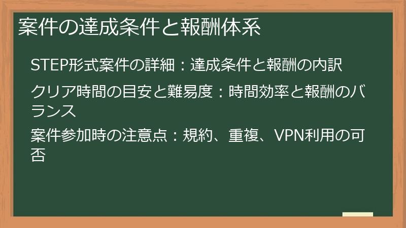 案件の達成条件と報酬体系