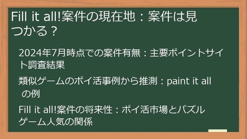 Fill it all!案件の現在地：案件は見つかる？
