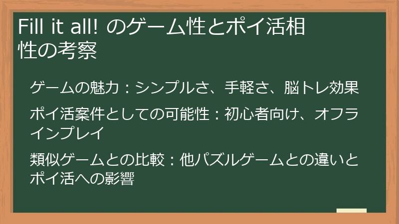 Fill it all! のゲーム性とポイ活相性の考察