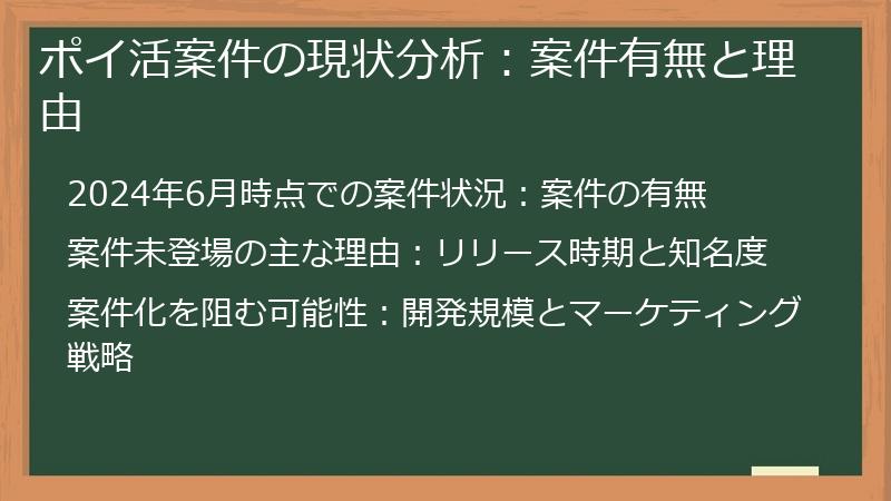 ポイ活案件の現状分析：案件有無と理由