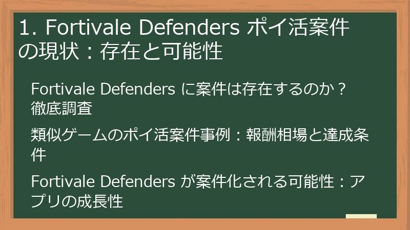 1. Fortivale Defenders ポイ活案件の現状：存在と可能性