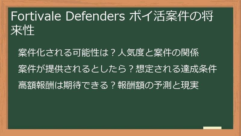 Fortivale Defenders ポイ活案件の将来性