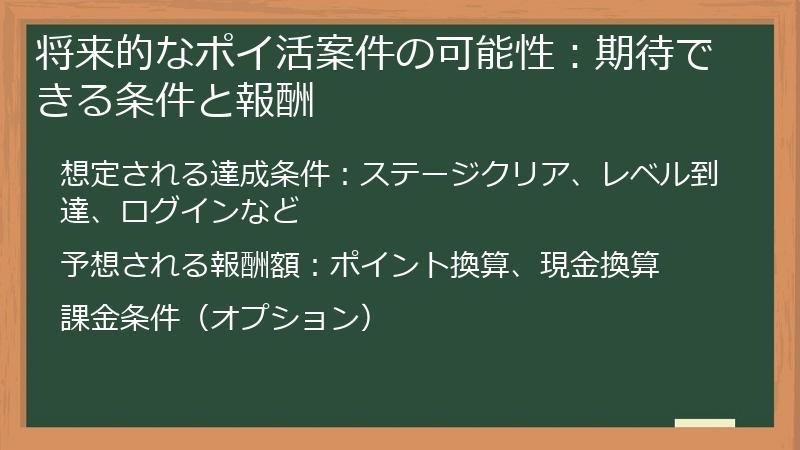 将来的なポイ活案件の可能性：期待できる条件と報酬