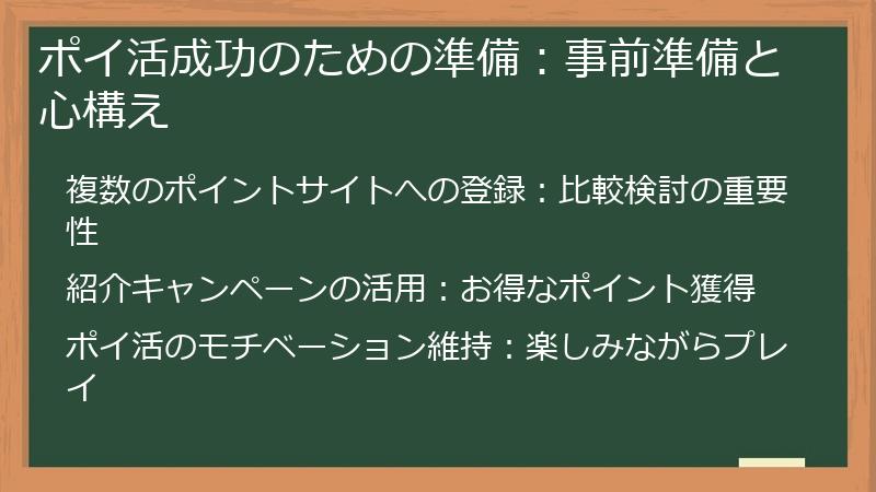 ポイ活成功のための準備：事前準備と心構え