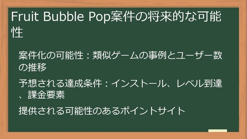 Fruit Bubble Pop案件の将来的な可能性