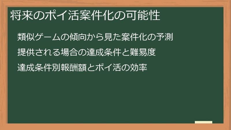 将来のポイ活案件化の可能性
