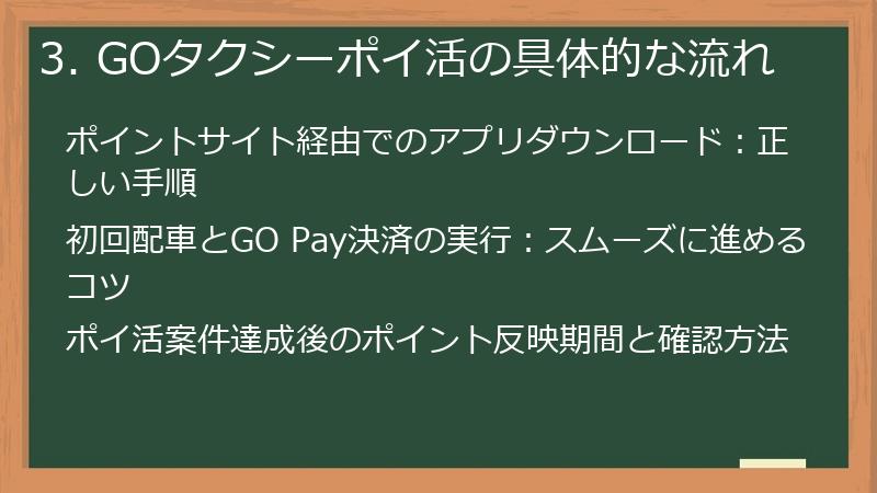 3. GOタクシーポイ活の具体的な流れ