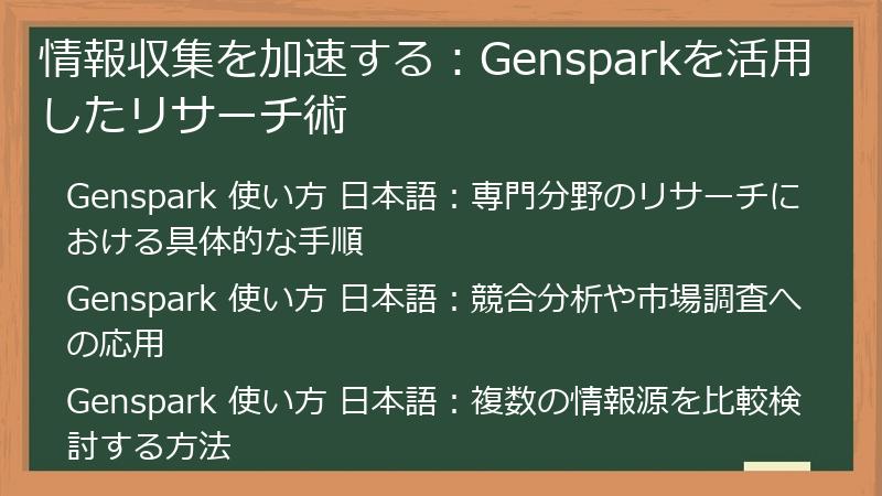情報収集を加速する:Gensparkを活用したリサーチ術