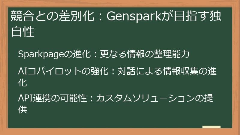 競合との差別化：Gensparkが目指す独自性