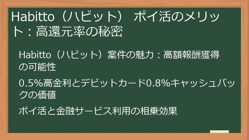Habitto（ハビット） ポイ活のメリット：高還元率の秘密