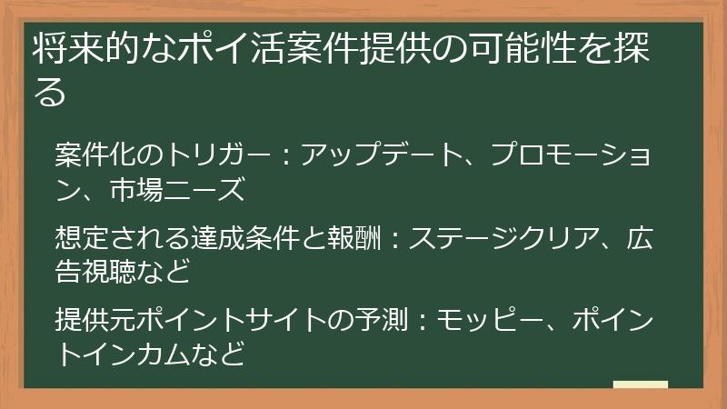 将来的なポイ活案件提供の可能性を探る