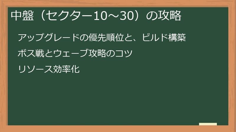 中盤（セクター10～30）の攻略