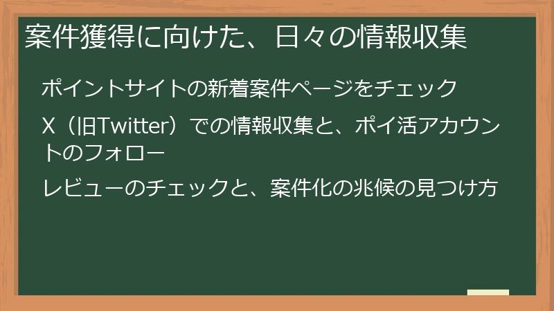案件獲得に向けた、日々の情報収集