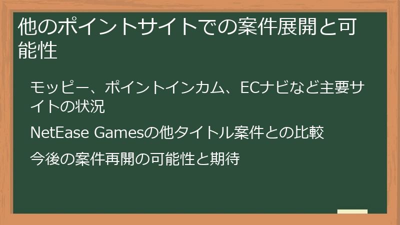 他のポイントサイトでの案件展開と可能性