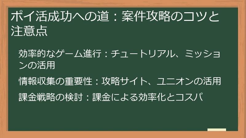 ポイ活成功への道：案件攻略のコツと注意点
