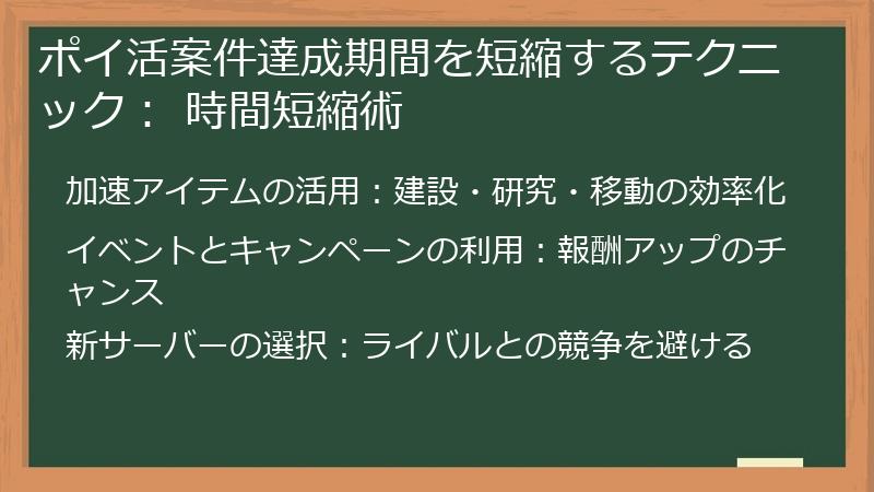 ポイ活案件達成期間を短縮するテクニック： 時間短縮術