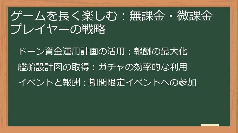 ゲームを長く楽しむ：無課金・微課金プレイヤーの戦略