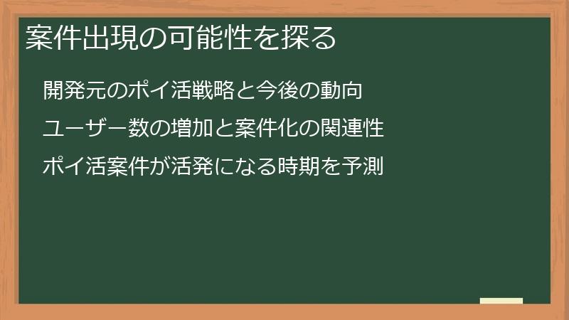 案件出現の可能性を探る