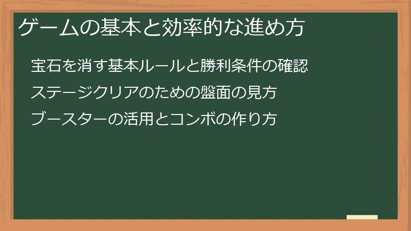 ゲームの基本と効率的な進め方