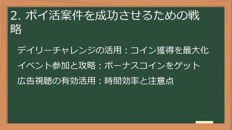 2. ポイ活案件を成功させるための戦略