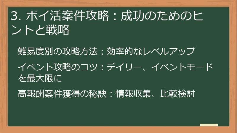 3. ポイ活案件攻略：成功のためのヒントと戦略