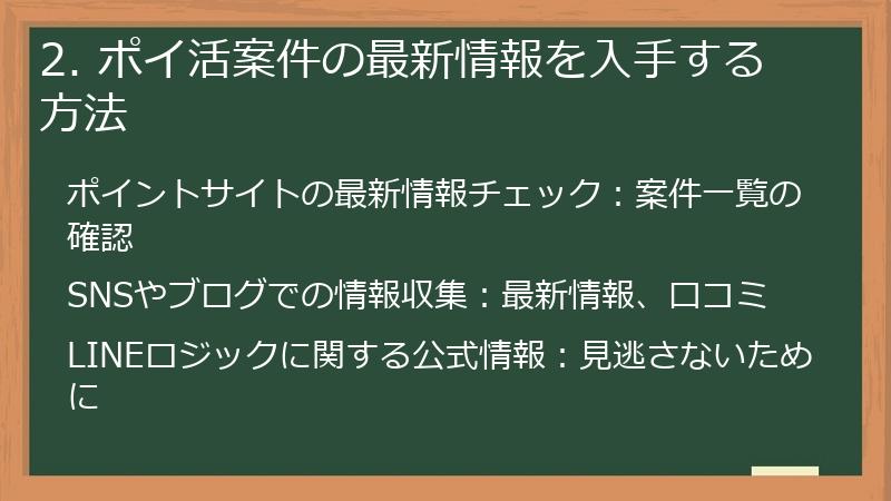 2. ポイ活案件の最新情報を入手する方法
