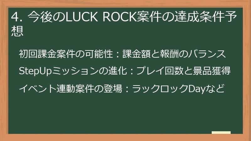 4. 今後のLUCK ROCK案件の達成条件予想