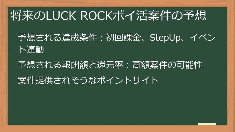 将来のLUCK ROCKポイ活案件の予想