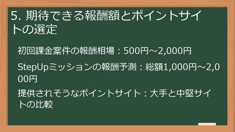 5. 期待できる報酬額とポイントサイトの選定