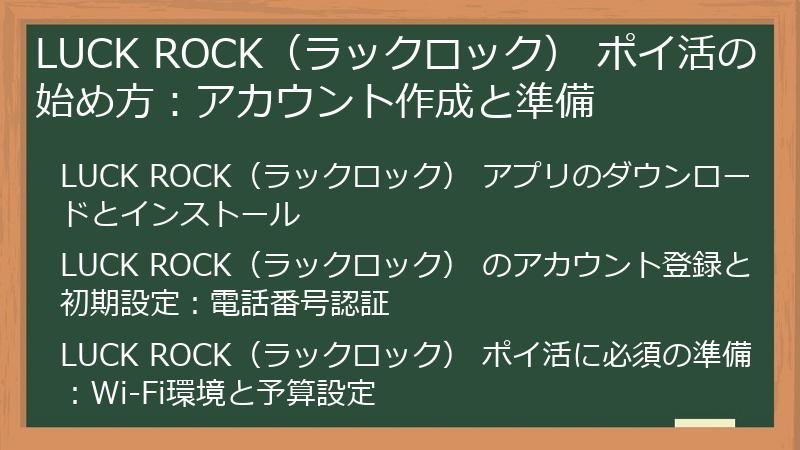 LUCK ROCK（ラックロック） ポイ活の始め方：アカウント作成と準備