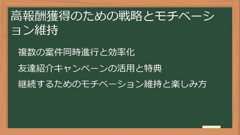 高報酬獲得のための戦略とモチベーション維持