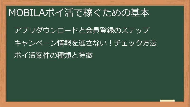 MOBILAポイ活で稼ぐための基本